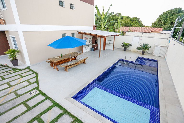 3 quartos com área gourmet e 2 vagas e piscina - Apto Bellos